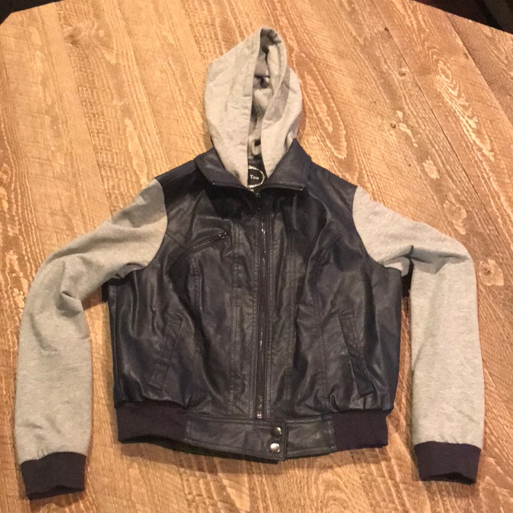 Hooded leather jacket